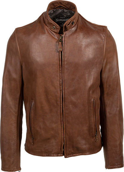 654VN Schott N.Y.C. Vintaged Slim Cowhide Cafe Racer Motorcycle Jacket