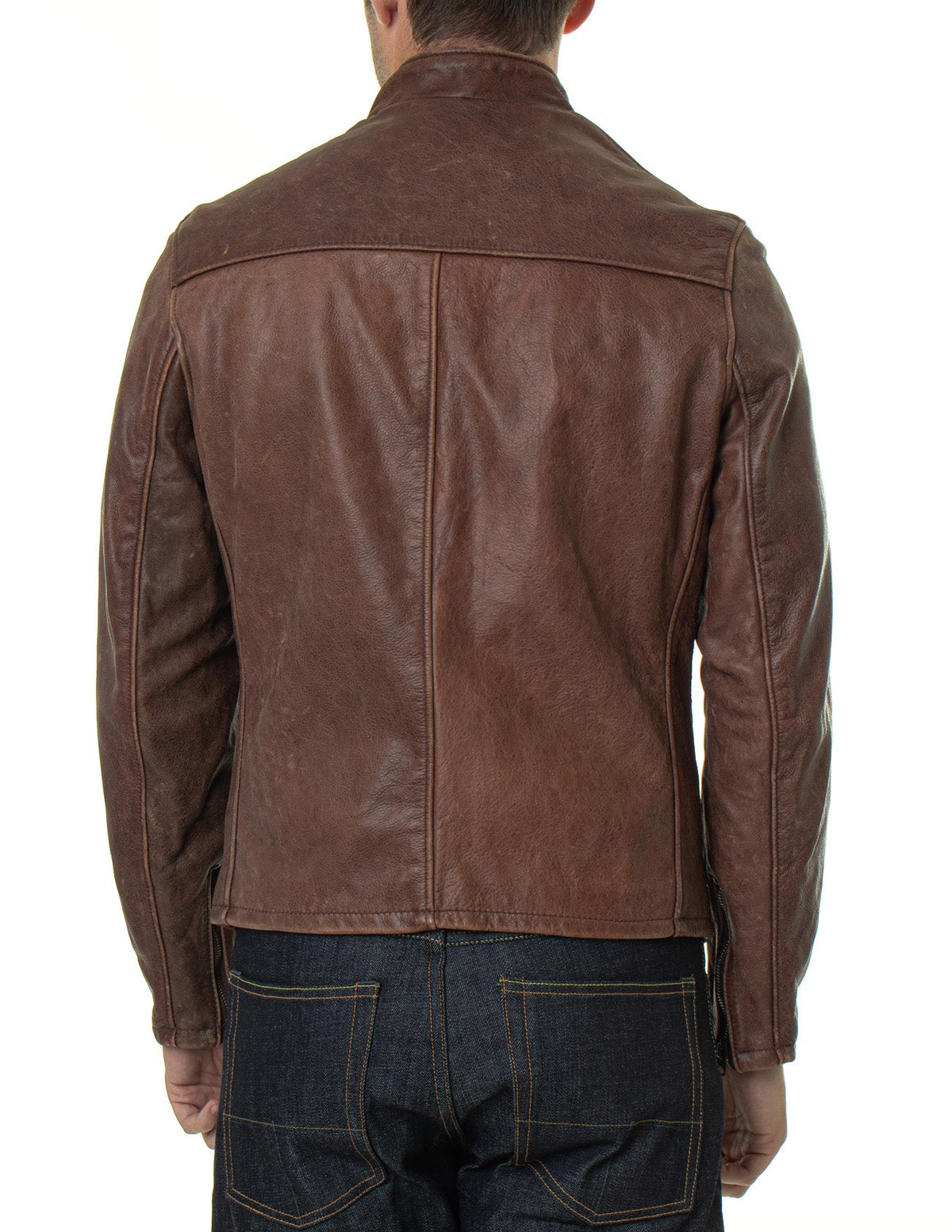 654VN Schott N.Y.C. Vintaged Slim Cowhide Cafe Racer Motorcycle Jacket