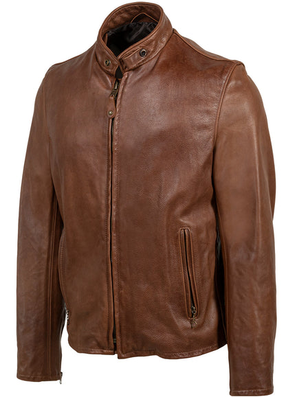 654VN Schott N.Y.C. Vintaged Slim Cowhide Cafe Racer Motorcycle Jacket
