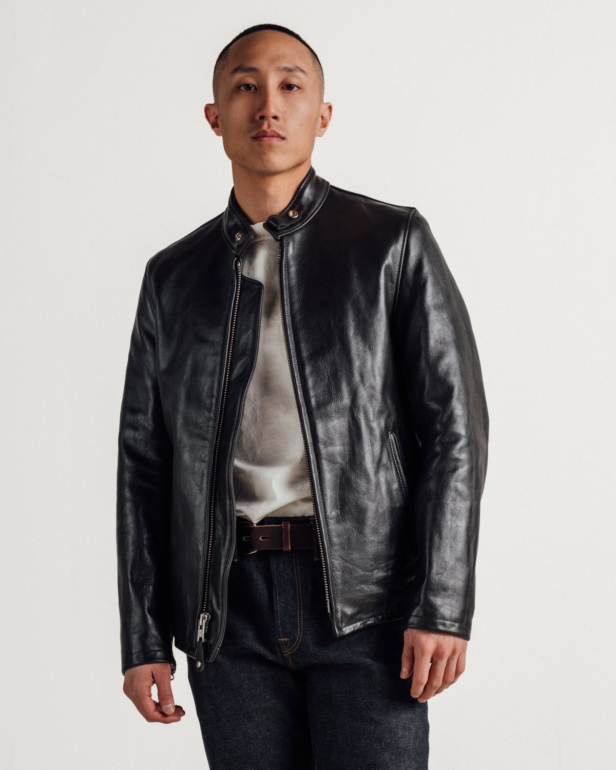 654 Schott N.Y.C. Slim Cowhide Cafe Racer Motorcycle Jacket