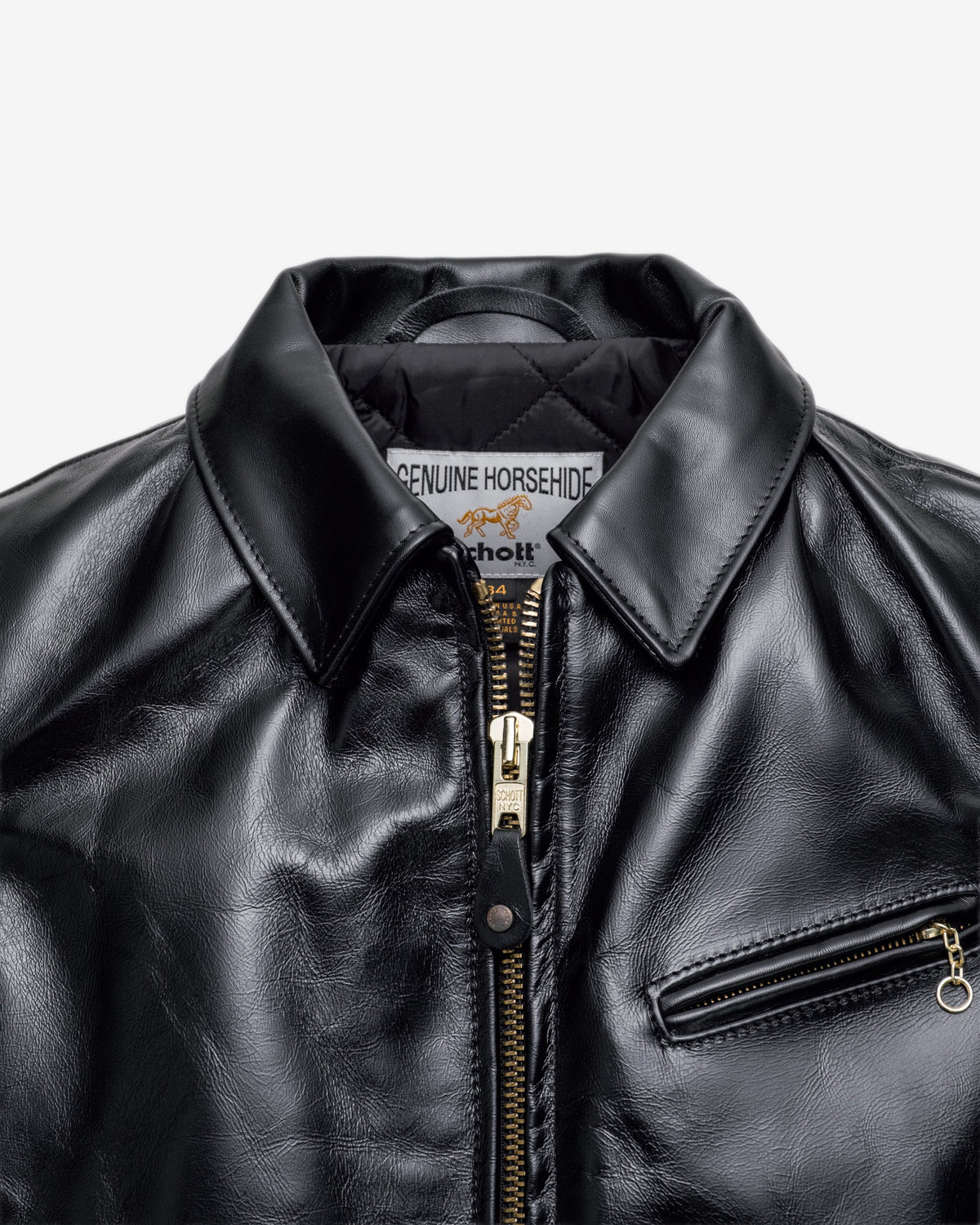 689H Schott N.Y.C. Classic Horsehide Split Collar Motorcycle Jacket