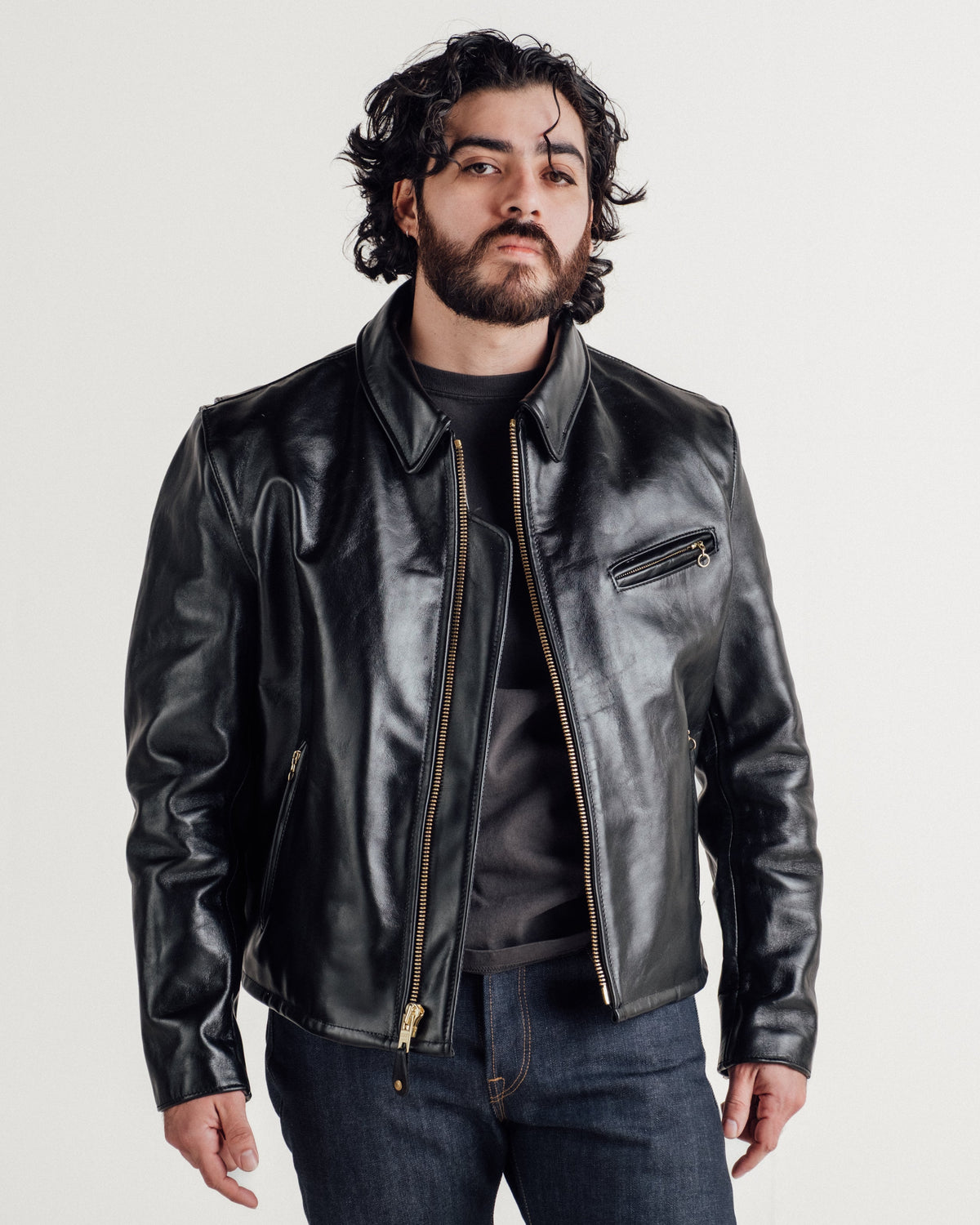 689H Schott N.Y.C. Classic Horsehide Split Collar Motorcycle Jacket