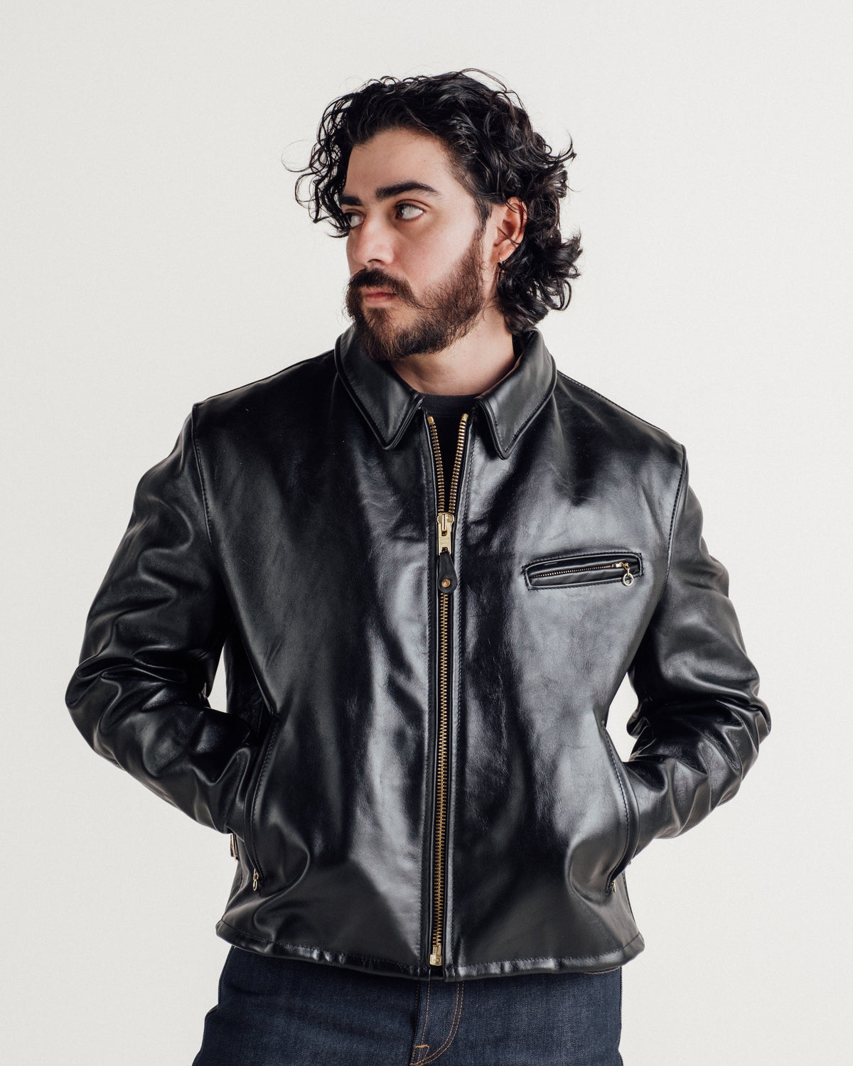 689H Schott N.Y.C. Classic Horsehide Split Collar Motorcycle Jacket