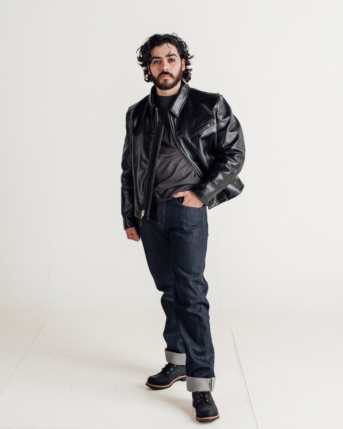689H Schott N.Y.C. Classic Horsehide Split Collar Motorcycle Jacket