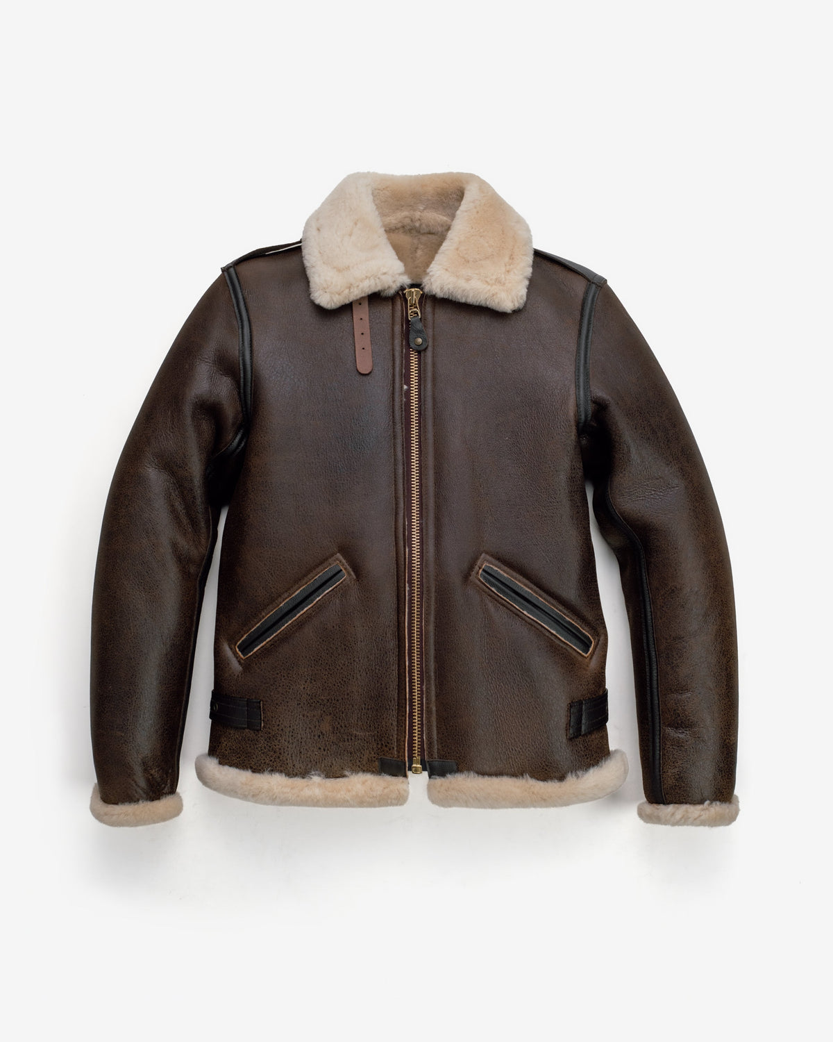 B-6 Schott N.Y.C. B-6 Sheepskin Bomber Jacket With Cowhide Trim