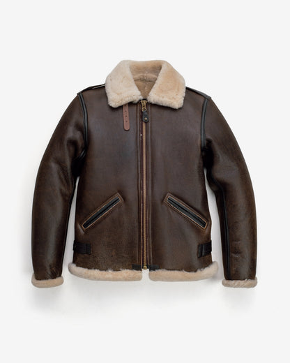 B-6 Schott N.Y.C. B-6 Sheepskin Bomber Jacket With Cowhide Trim