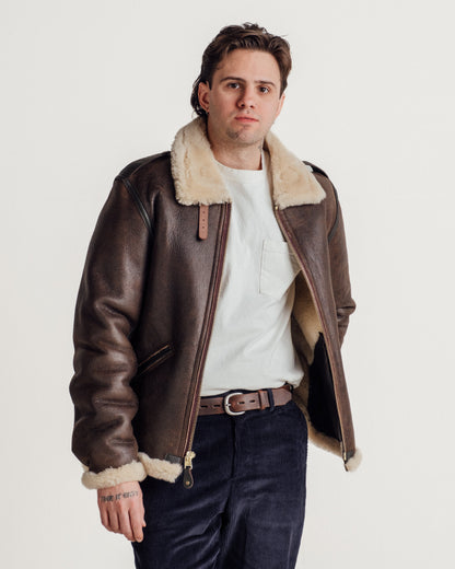B-6 Schott N.Y.C. B-6 Sheepskin Bomber Jacket With Cowhide Trim