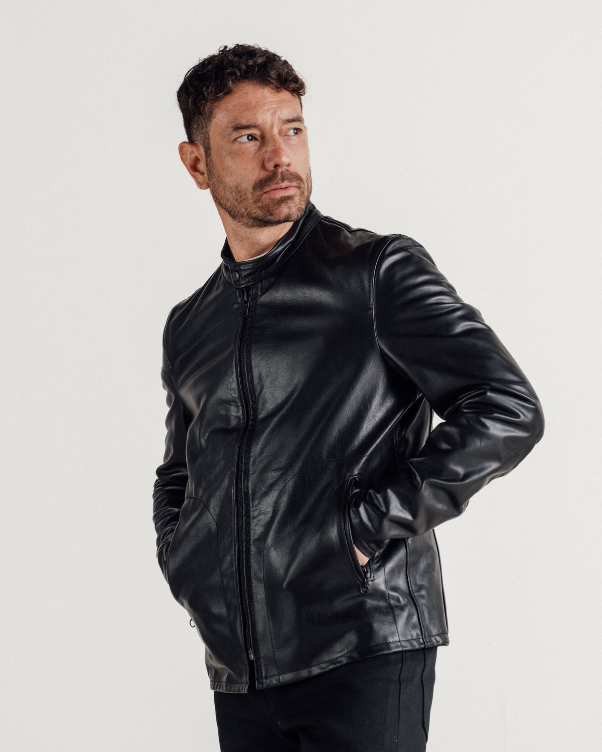 P571 Perfecto® Brand The "Mission" Cowhide Cafe Racer Jacket