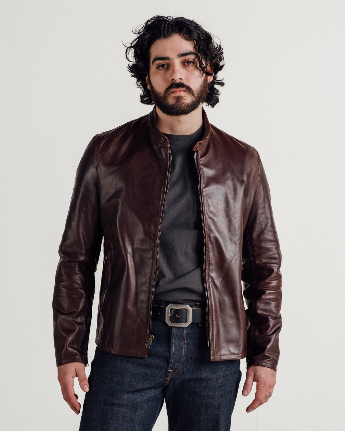 P571 Perfecto® Brand The "Mission" Cowhide Cafe Racer Jacket