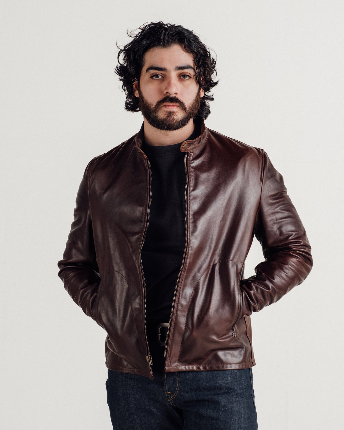 P571 Perfecto® Brand The "Mission" Cowhide Cafe Racer Jacket