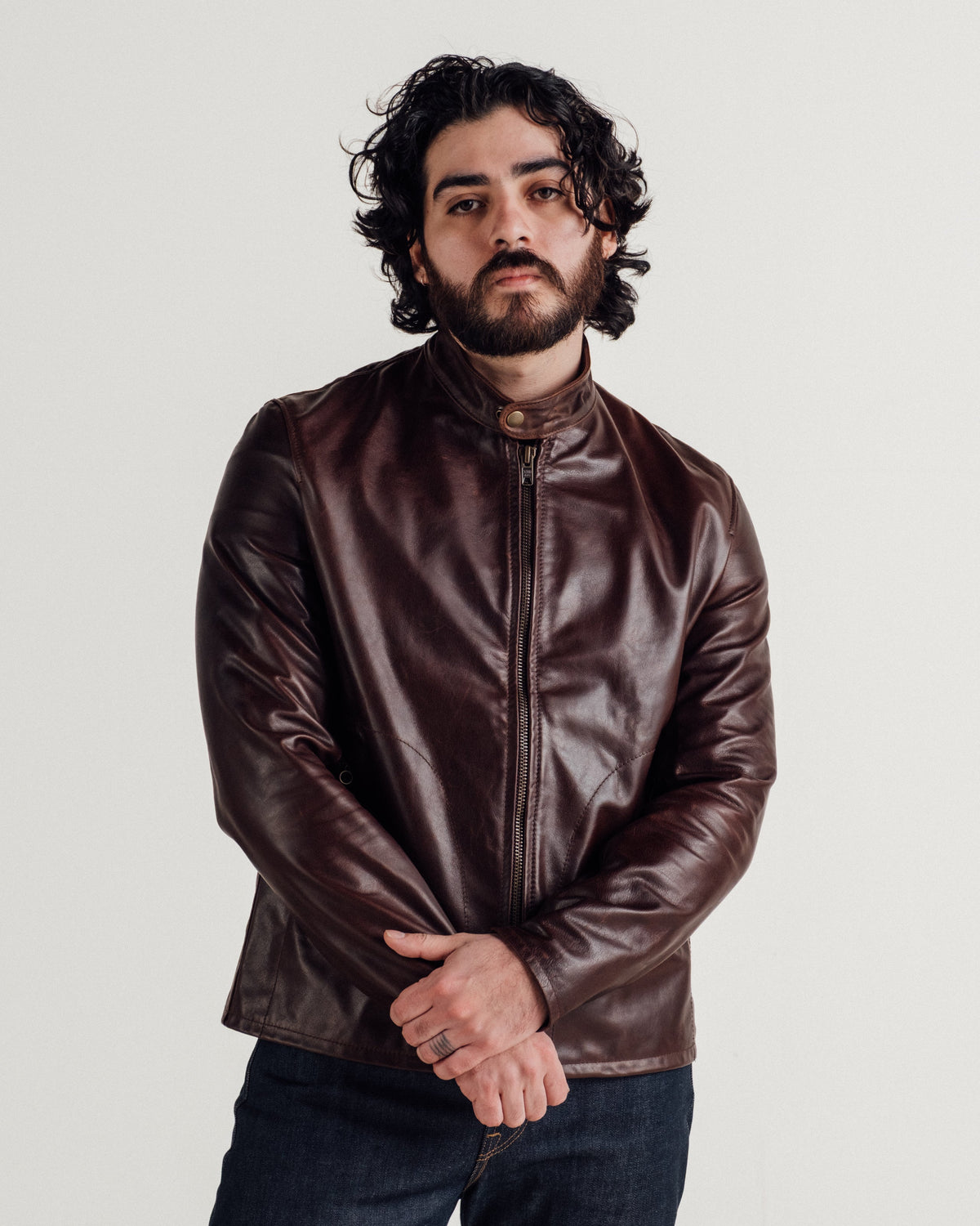 P571 Perfecto® Brand The "Mission" Cowhide Cafe Racer Jacket