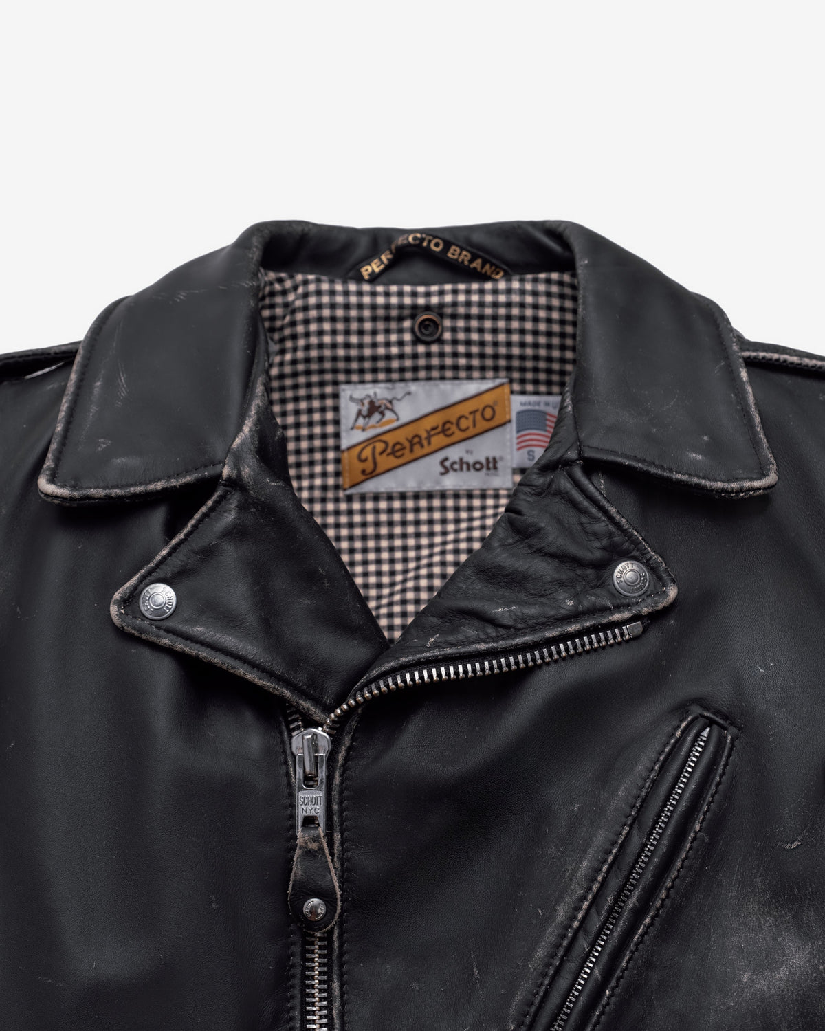 PER70 Perfecto® Brand Vintaged Fitted Perfecto® Motorcycle Jacket
