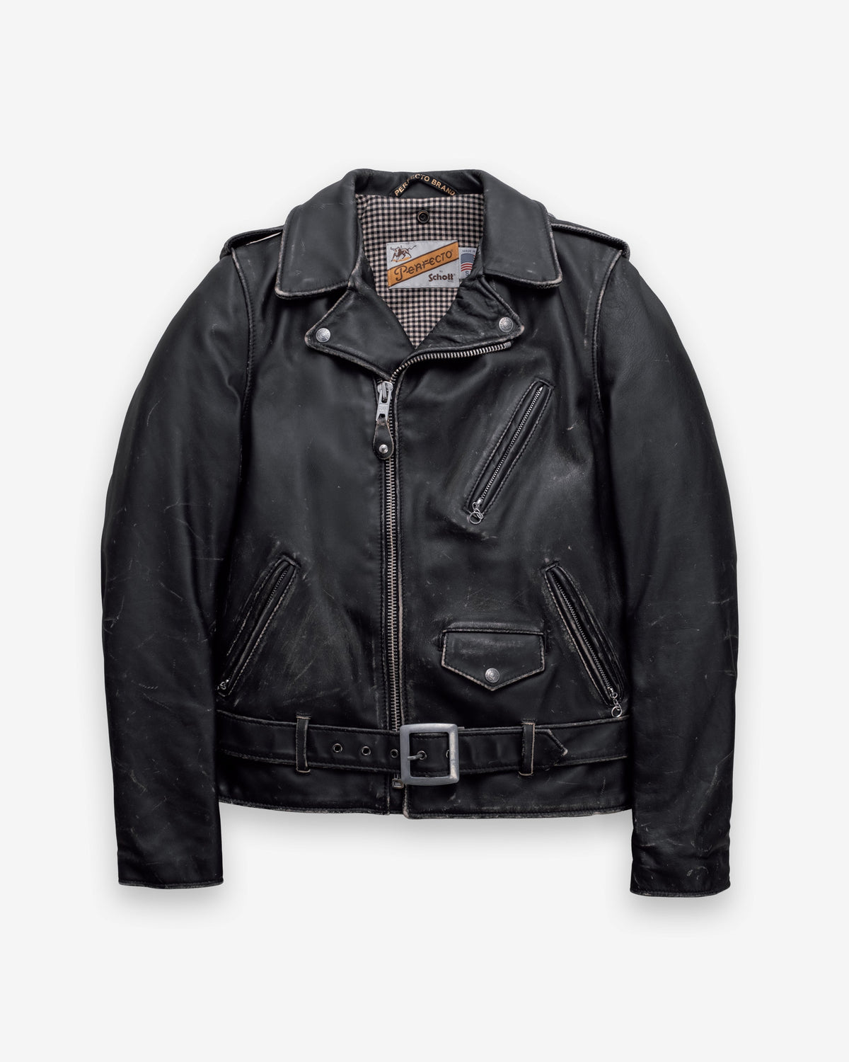 PER70 Perfecto® Brand Vintaged Fitted Perfecto® Motorcycle Jacket