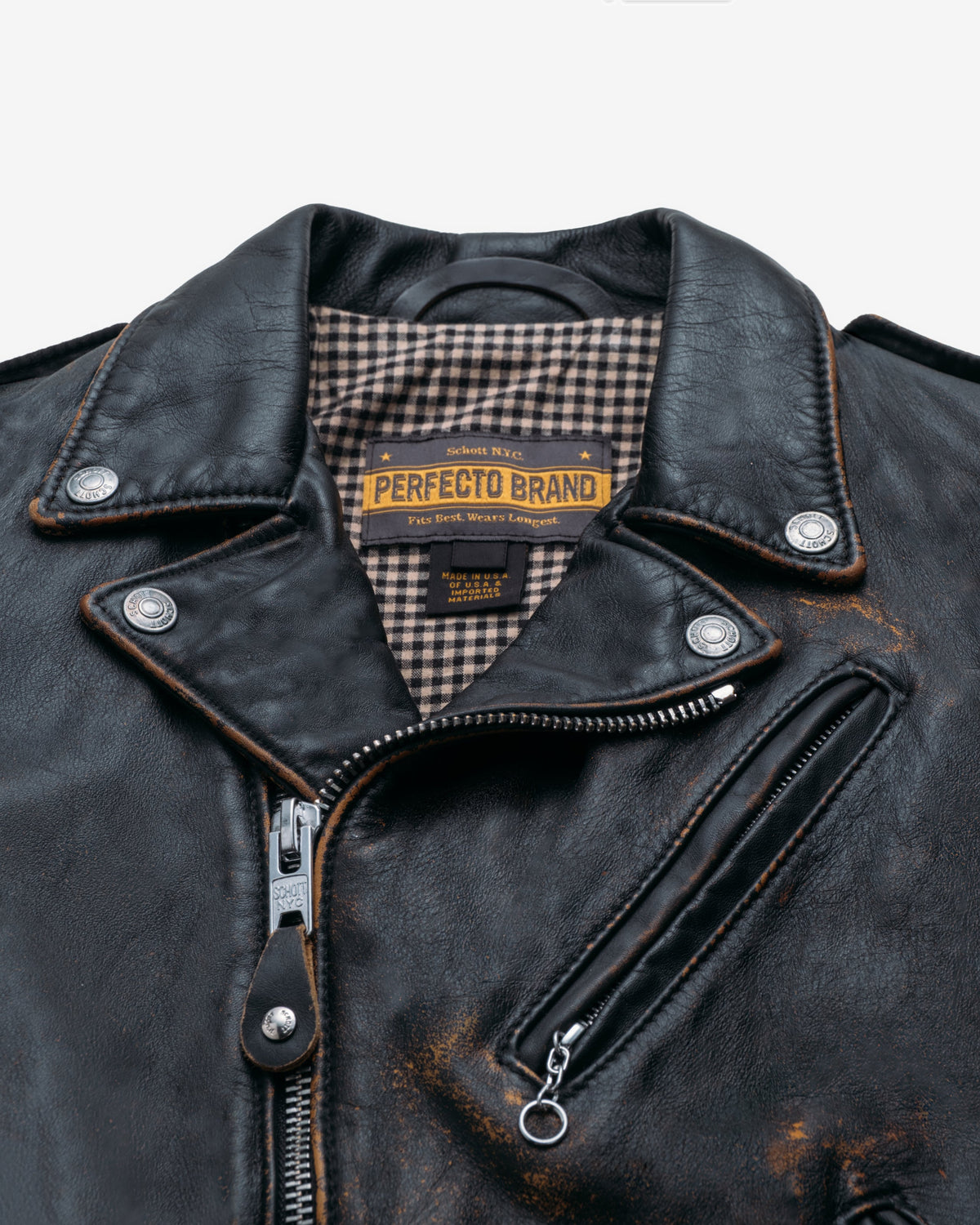 PER71W Perfecto® Brand Hand Vintaged Cowhide Perfecto® Motorcycle Jacket