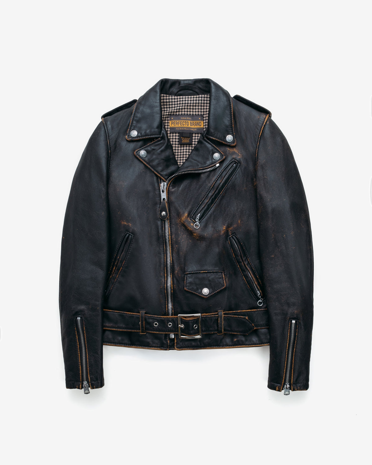 PER71W Perfecto® Brand Hand Vintaged Cowhide Perfecto® Motorcycle Jacket