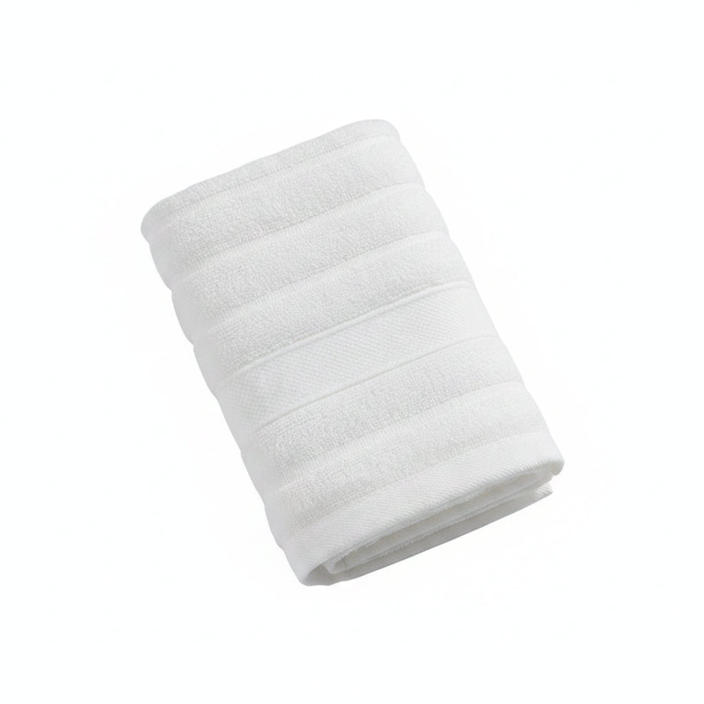 Stack of white towels on a blue background