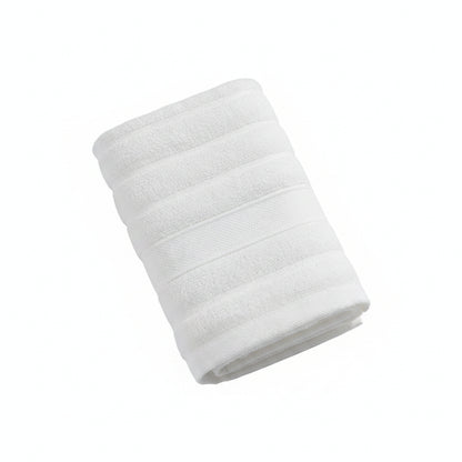 Stack of white towels on a blue background