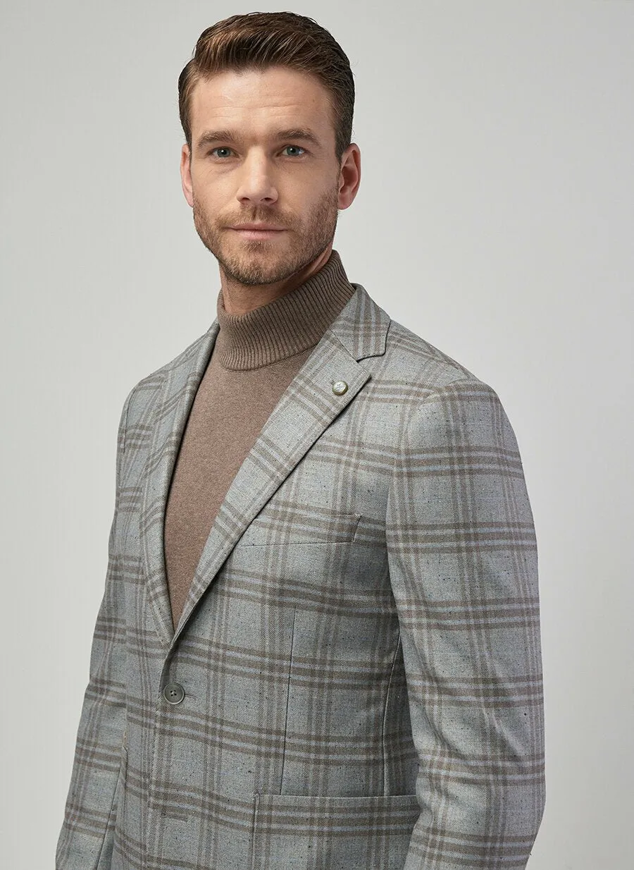 16880 Grey-Brown Slim Fit Jacket