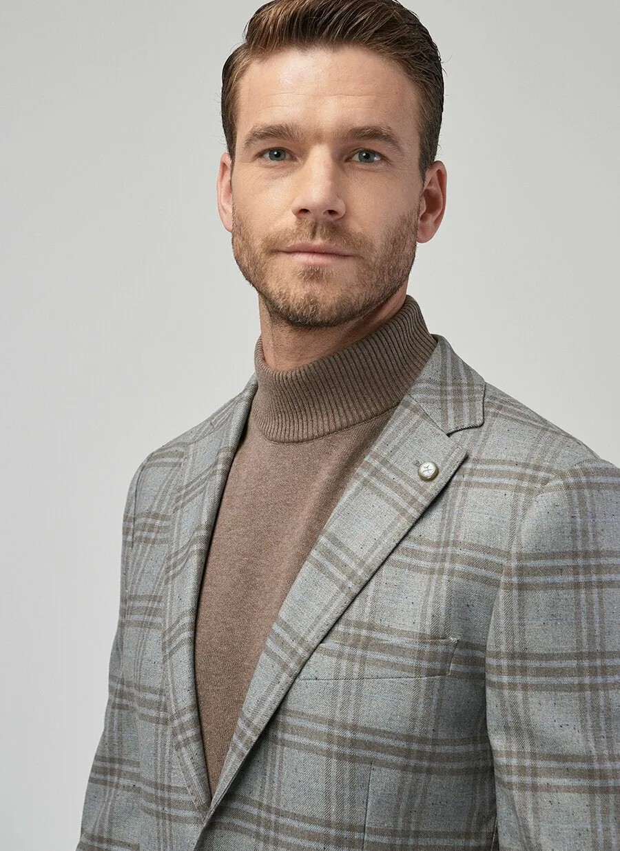 16880 Grey-Brown Slim Fit Jacket