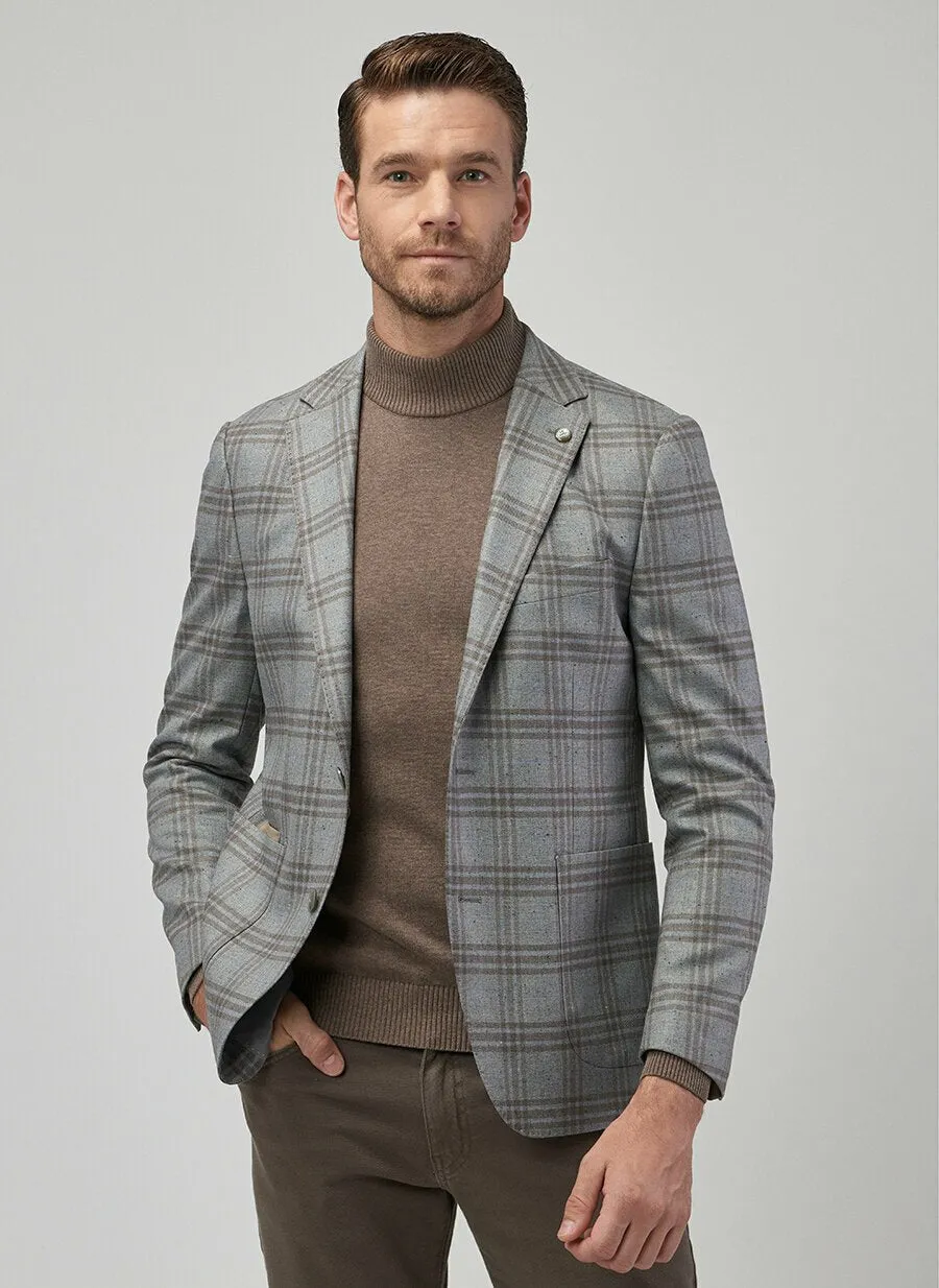 16880 Grey-Brown Slim Fit Jacket