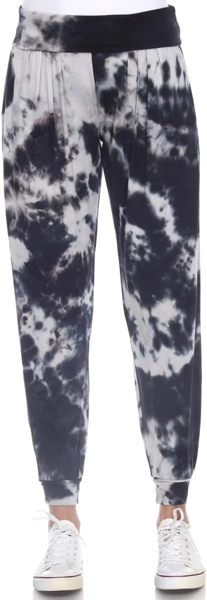 560TD-Black-M Tie Dye Harem Pants, Black - Medium