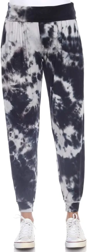 560TD-Black-M Tie Dye Harem Pants, Black - Medium