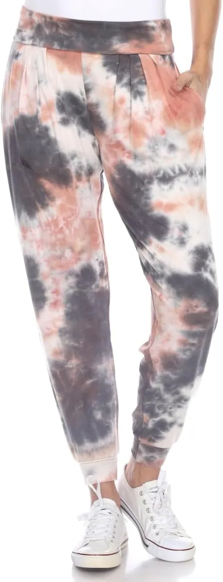 560TD-Pink-M Tie Dye Harem Pants, Pink - Medium