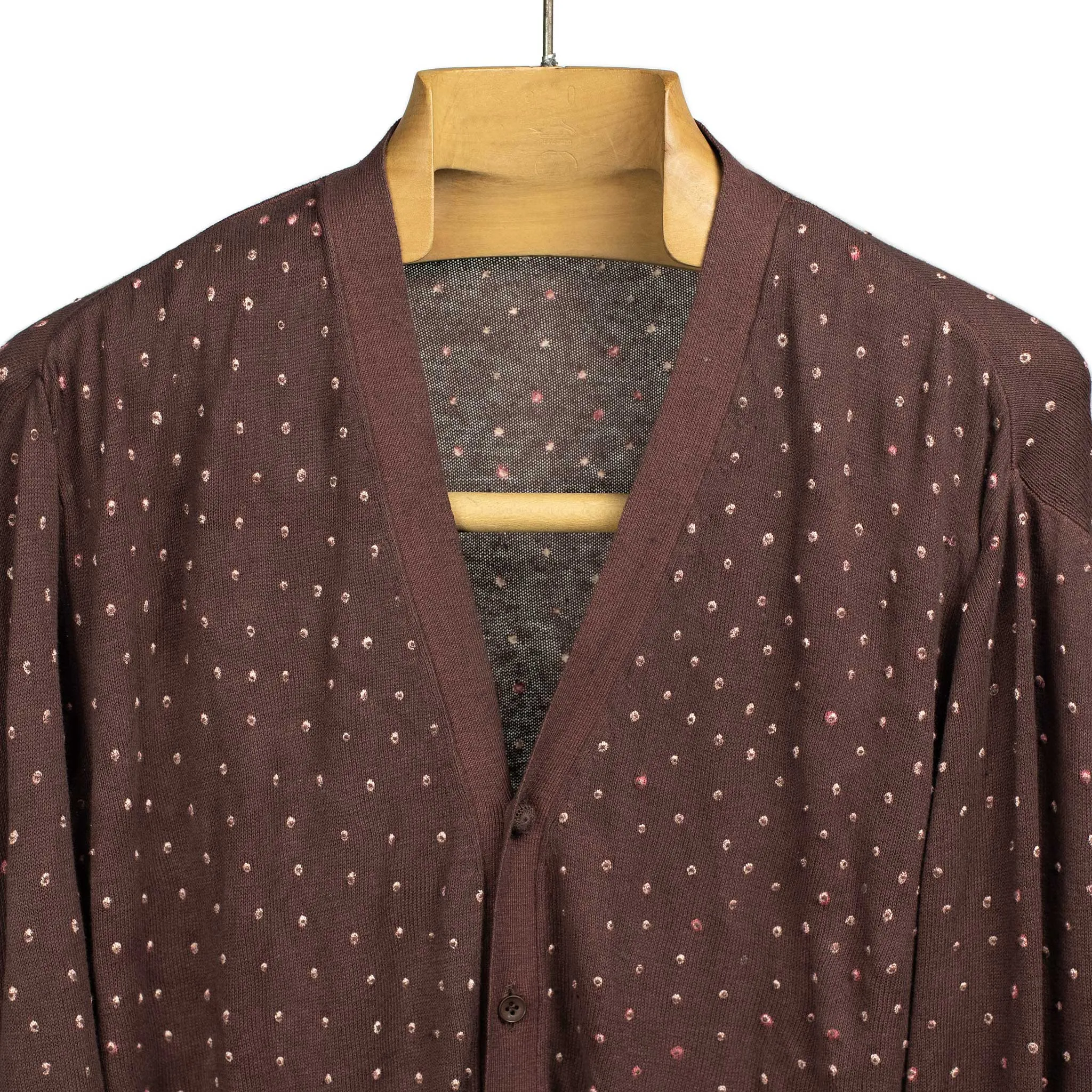 Bandhani dyed cardigan burnt umber