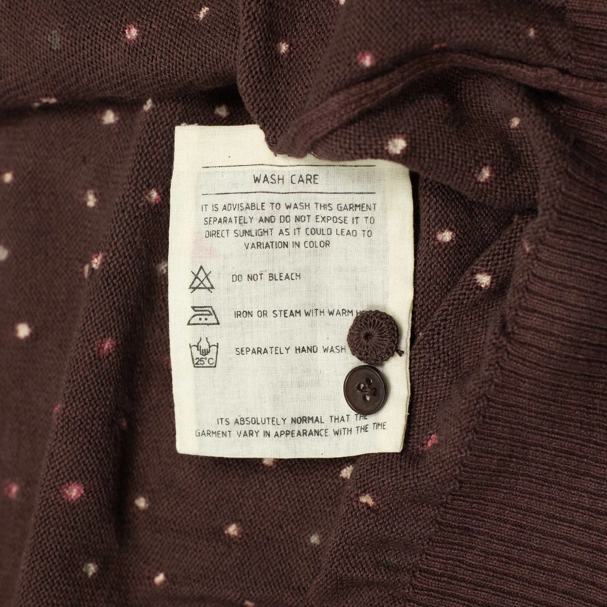 Bandhani dyed cardigan burnt umber
