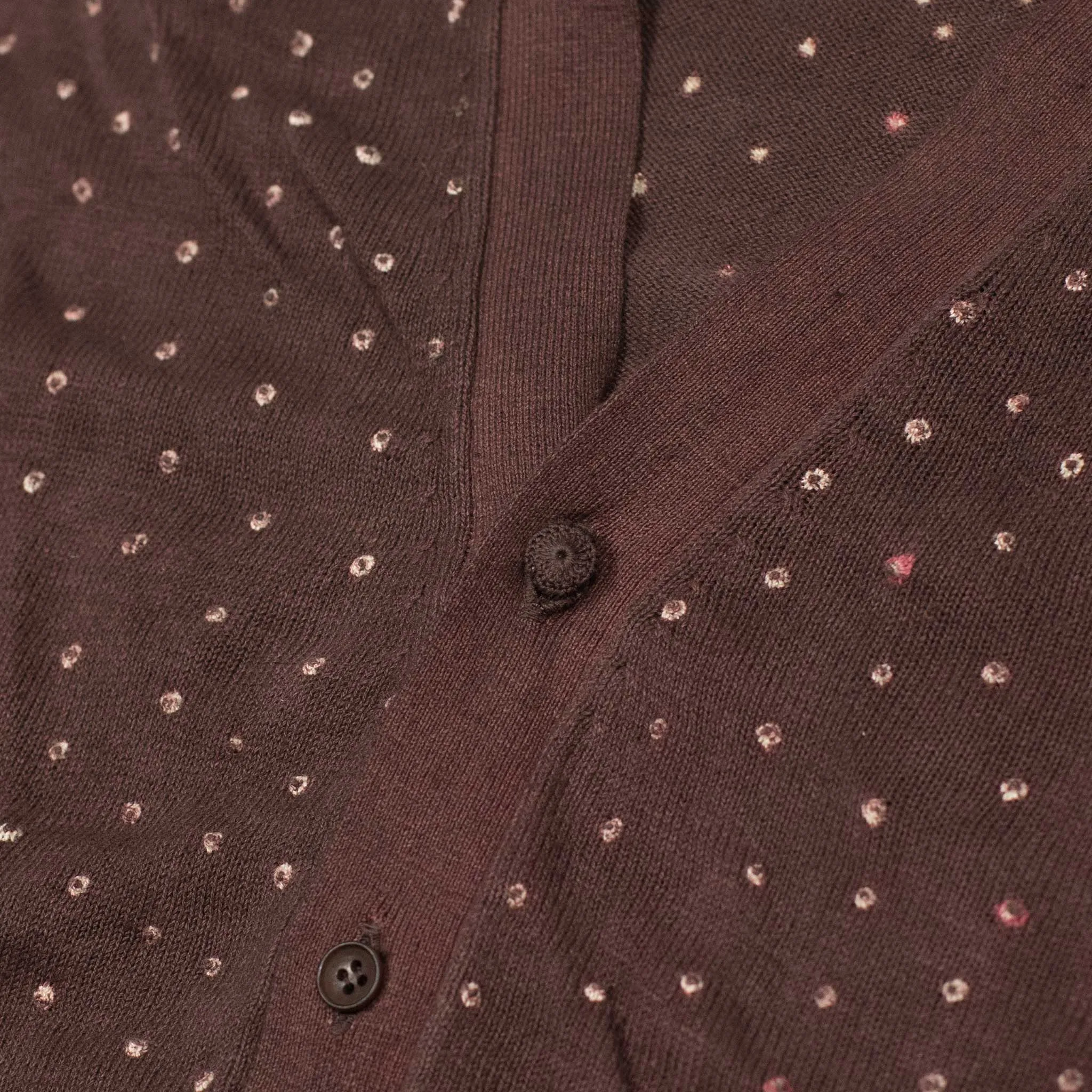 Bandhani dyed cardigan burnt umber