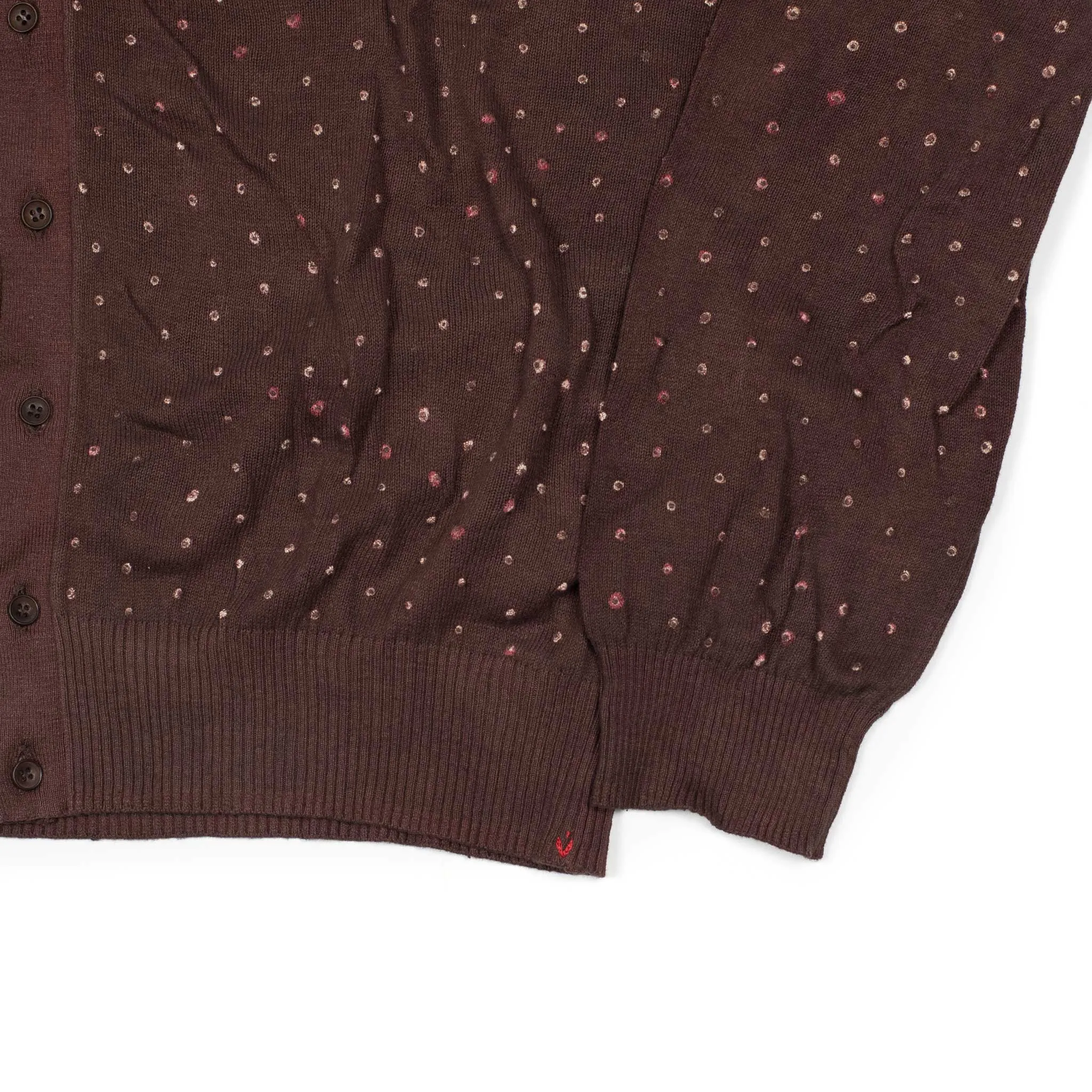 Bandhani dyed cardigan burnt umber