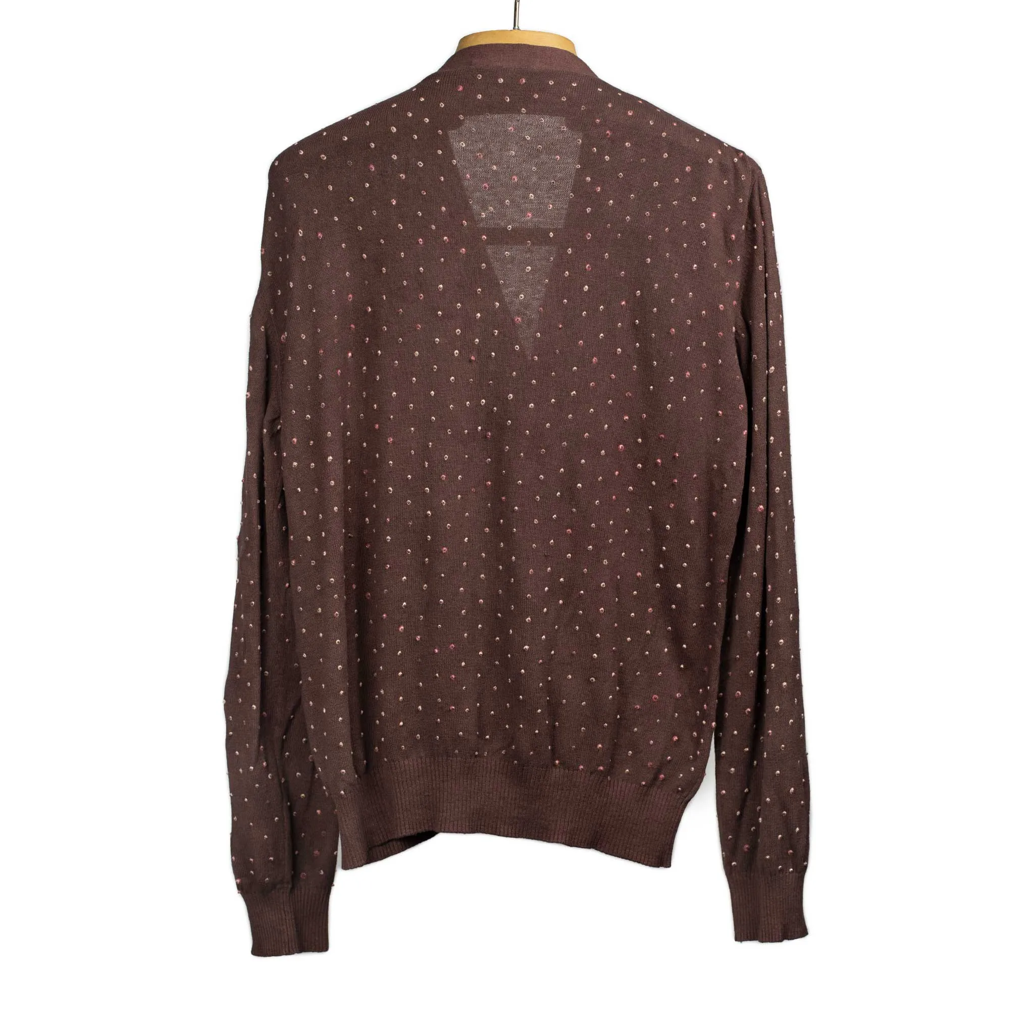 Bandhani dyed cardigan burnt umber