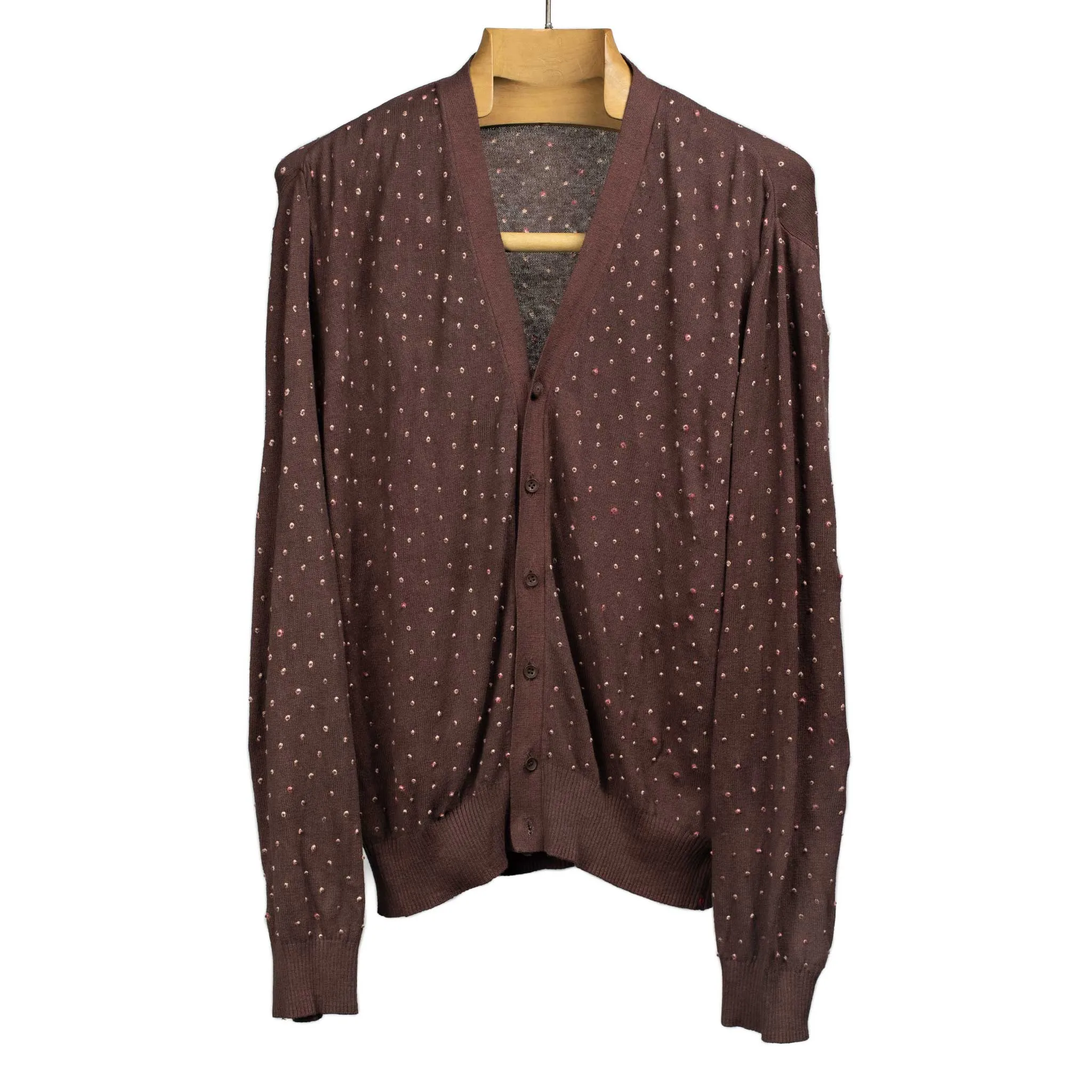 Bandhani dyed cardigan burnt umber