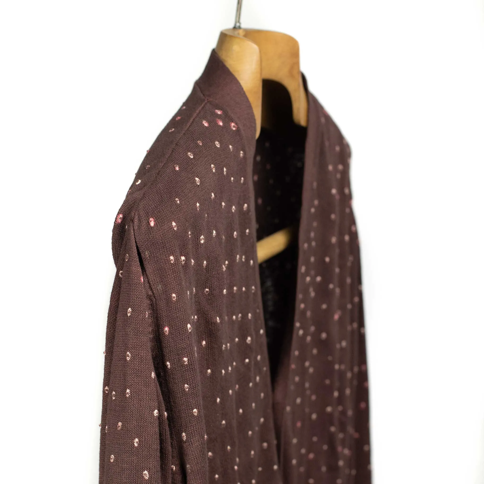 Bandhani dyed cardigan burnt umber
