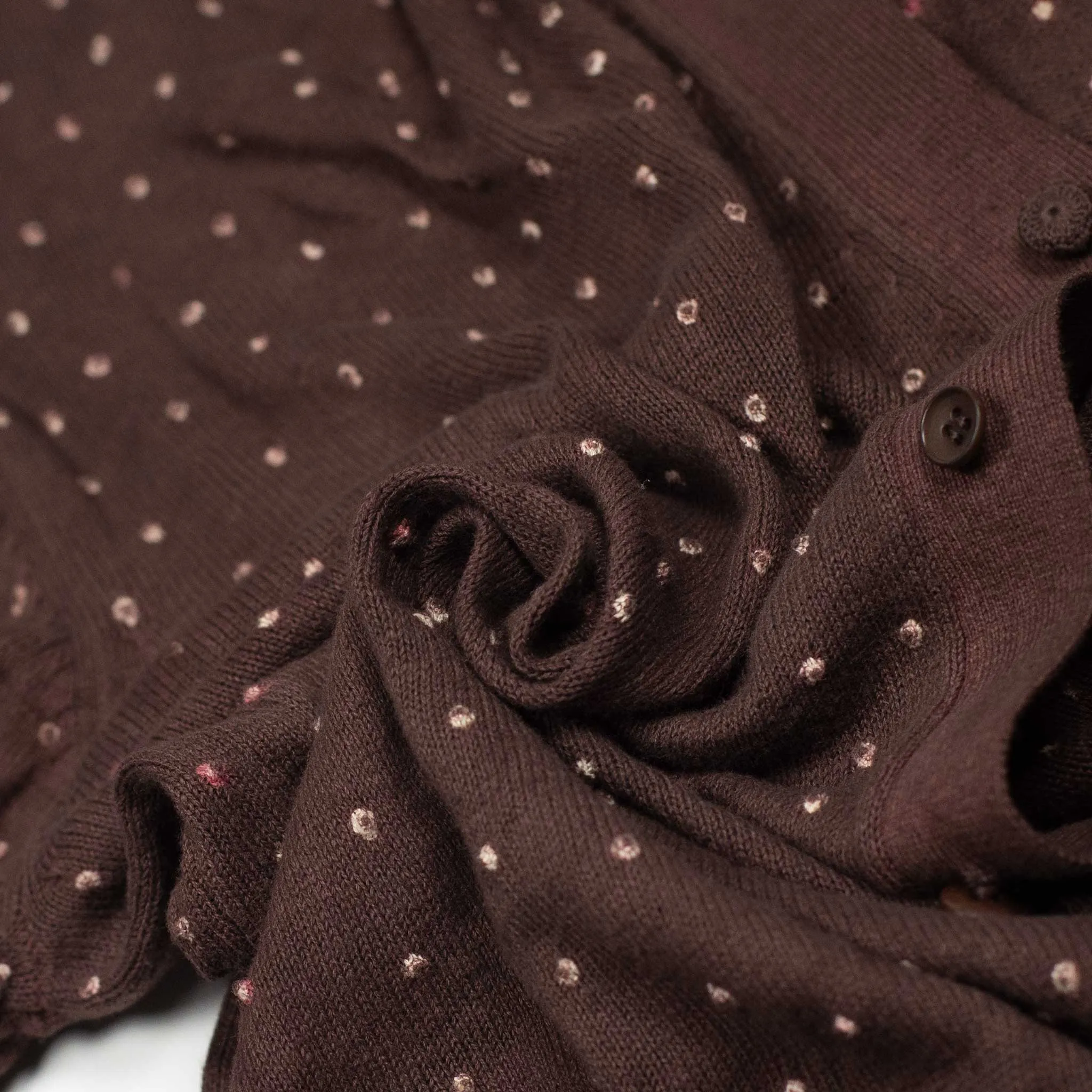 Bandhani dyed cardigan burnt umber