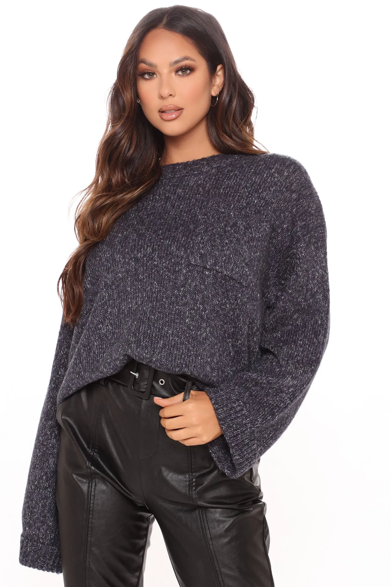 Be My Sweetie Oversized Sweater - Navy