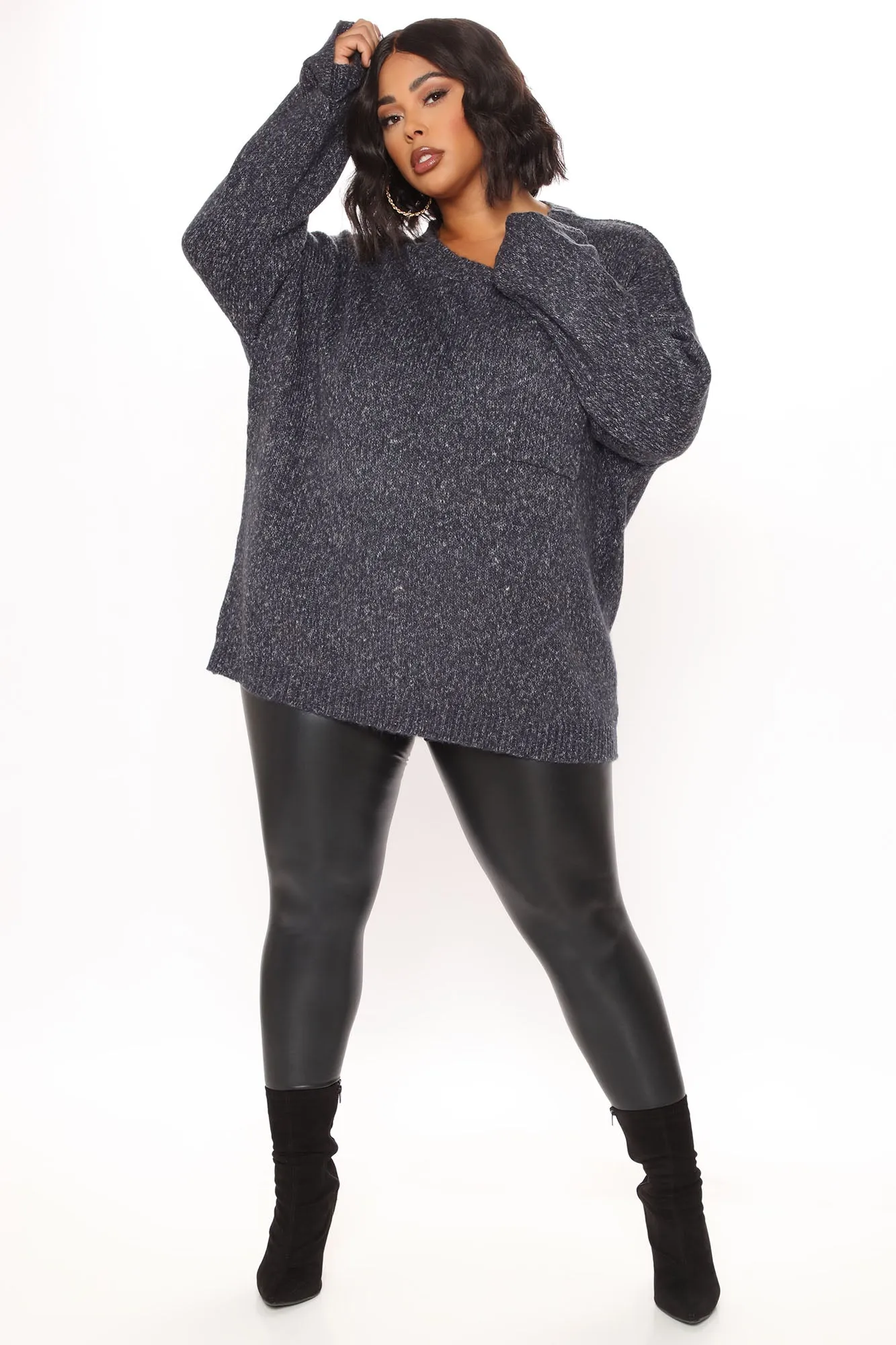 Be My Sweetie Oversized Sweater - Navy