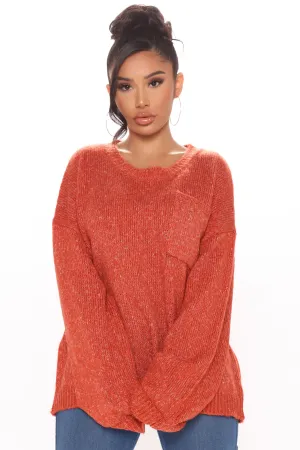 Be My Sweetie Oversized Sweater - Rust