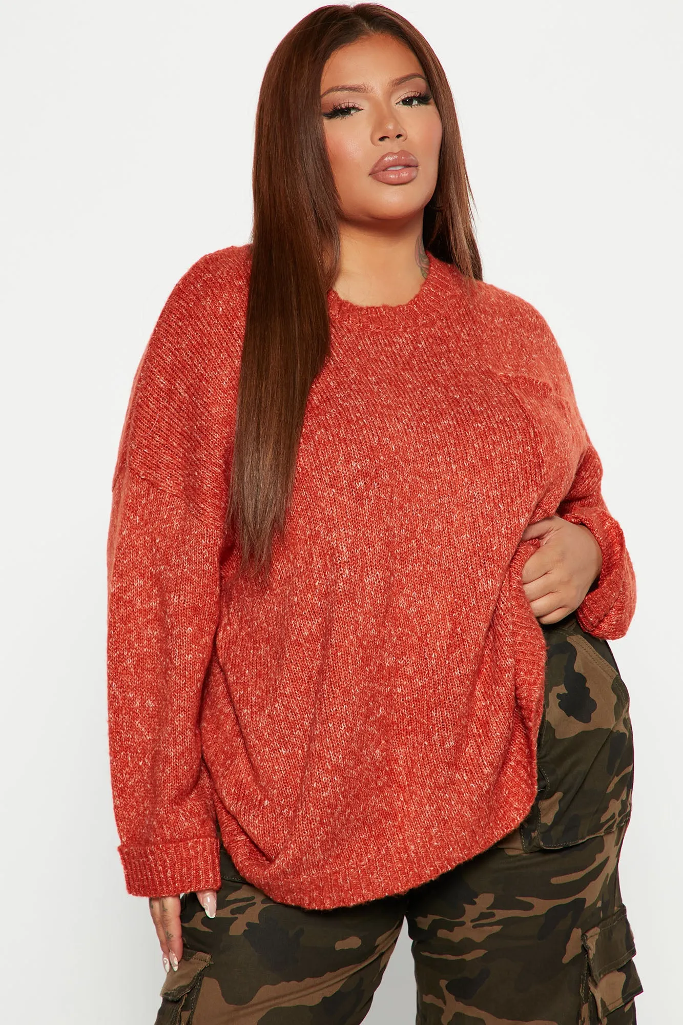 Be My Sweetie Oversized Sweater - Rust