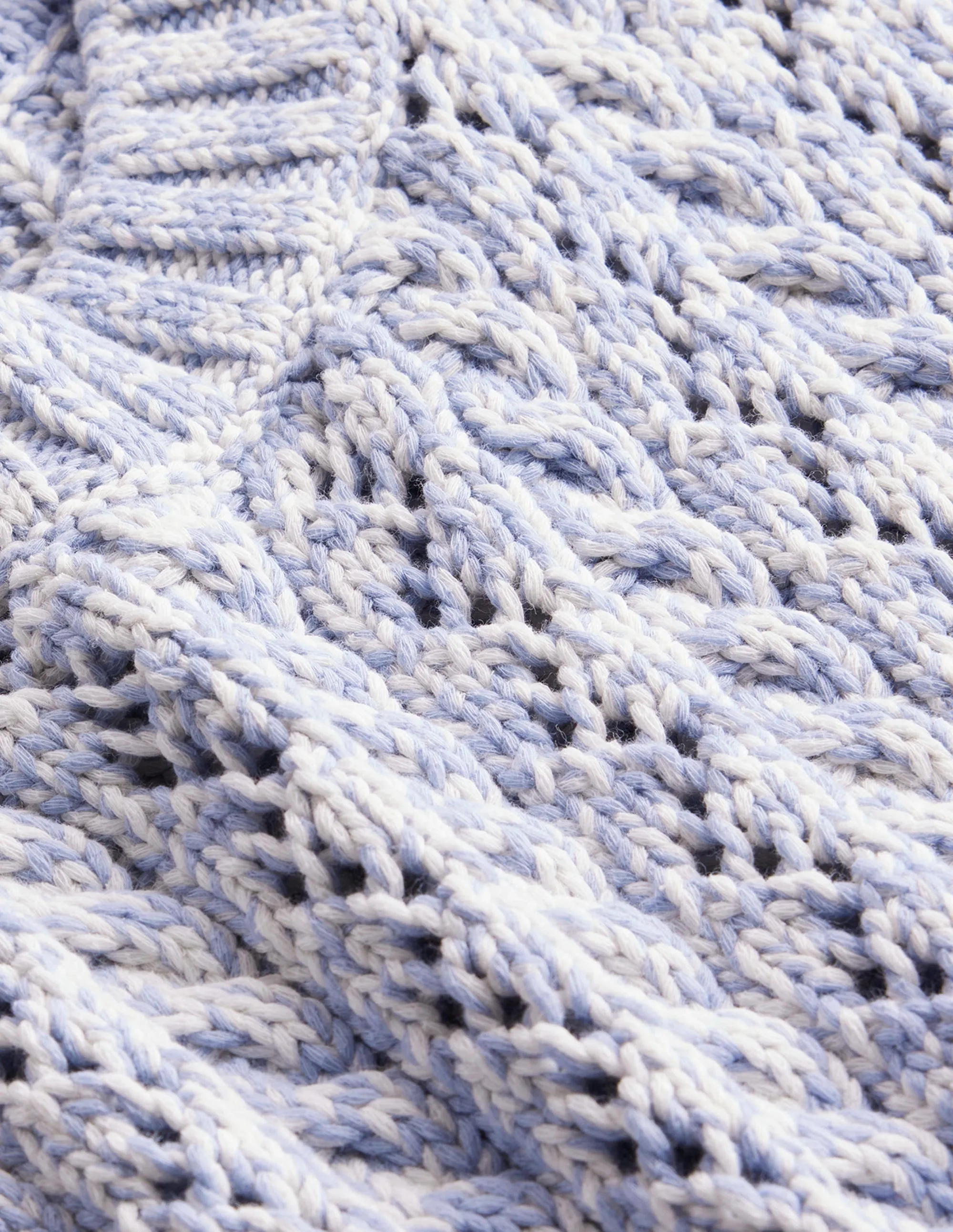 Cable Knit Tank-Blue Blizzard, Ivory Marl