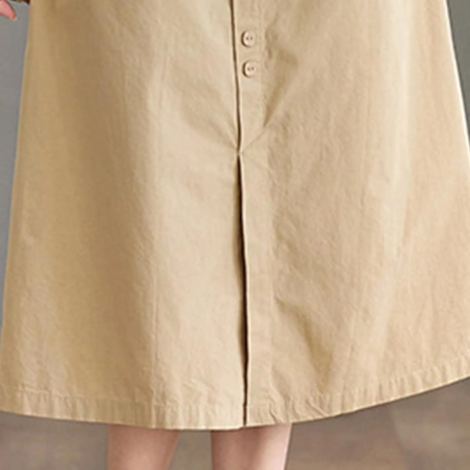 Cotton Skirt for Women Drawstring Elastic Waisted Soft Skirt Button Down Split Front A Line Slim Fit Summer Skirt
