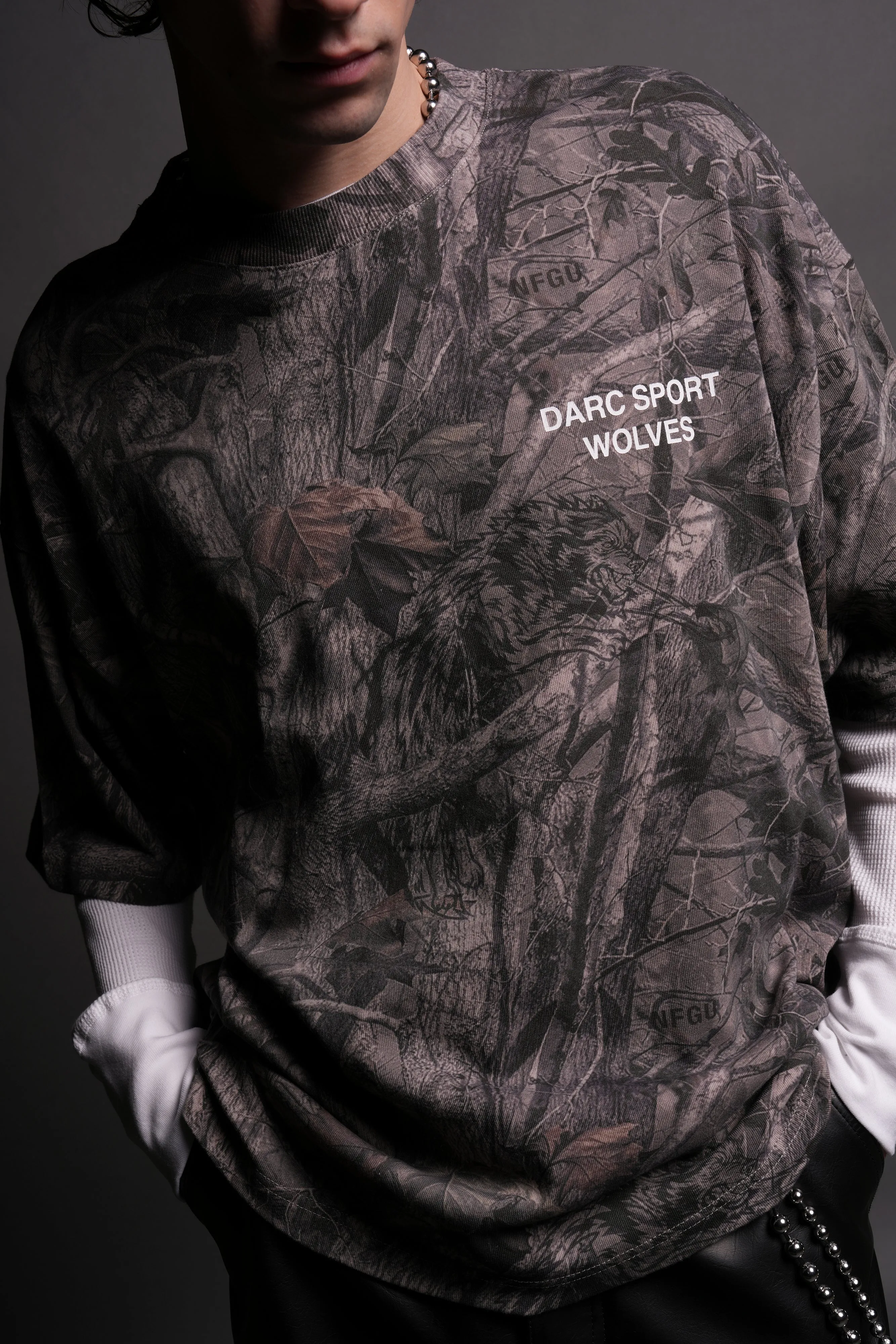 Darc Sport Wolves "Premium" Oversized Tee in Driftwood Wolf Forest Camo