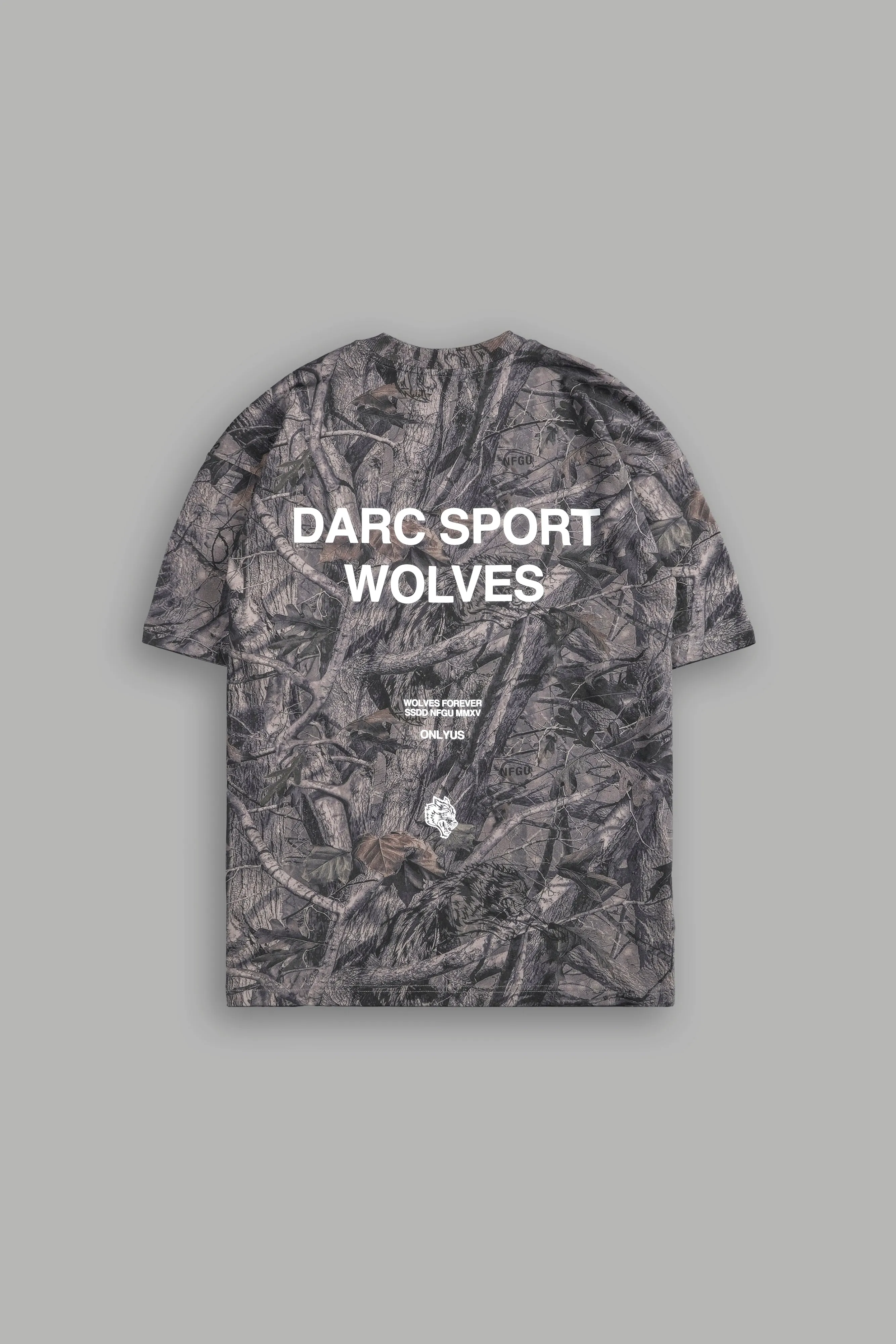 Darc Sport Wolves "Premium" Oversized Tee in Driftwood Wolf Forest Camo