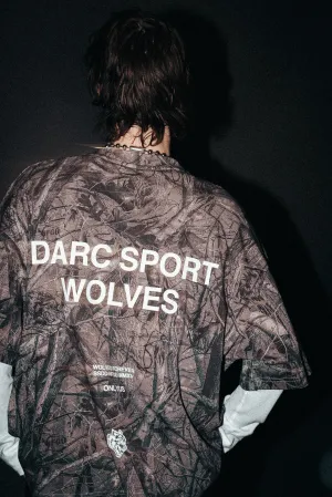 Darc Sport Wolves "Premium" Oversized Tee in Driftwood Wolf Forest Camo