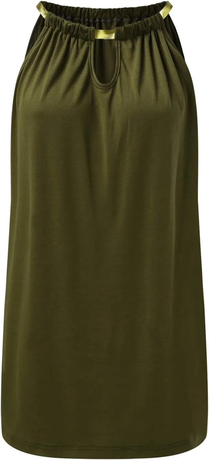 Eduavar Summer Dresses for Women, Mini Dresses for Women Summer Sexy Halter Neck Backless Vest Dress Beach Solid Tank Dress