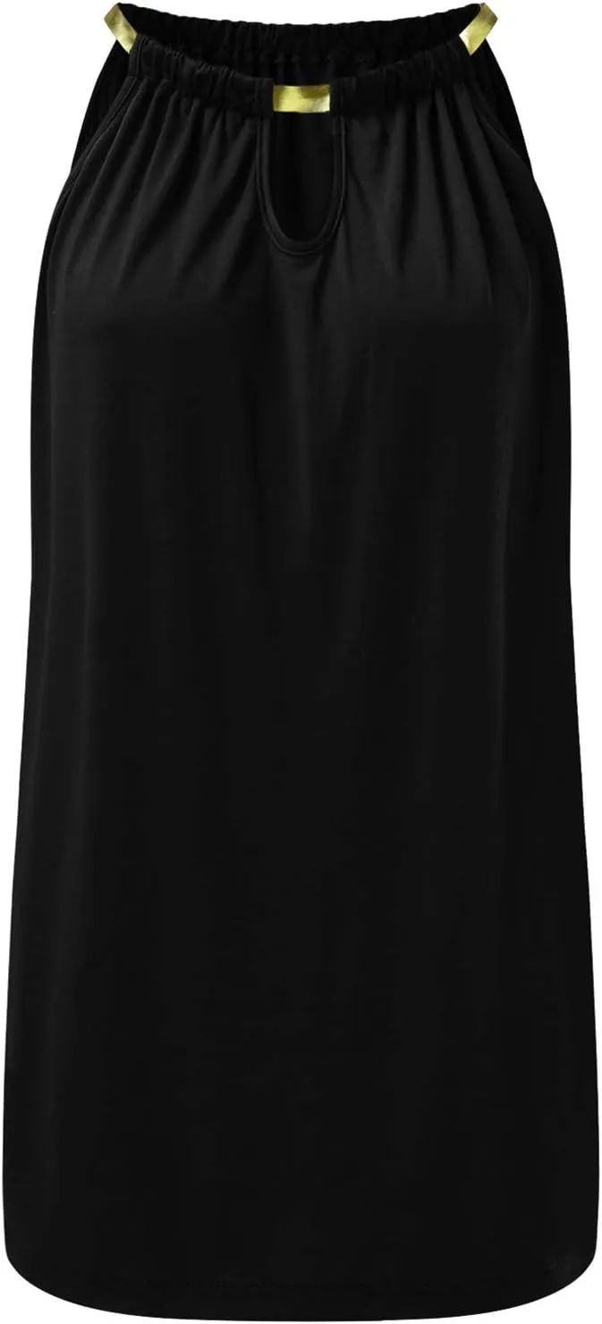 Eduavar Summer Dresses for Women, Mini Dresses for Women Summer Sexy Halter Neck Backless Vest Dress Beach Solid Tank Dress
