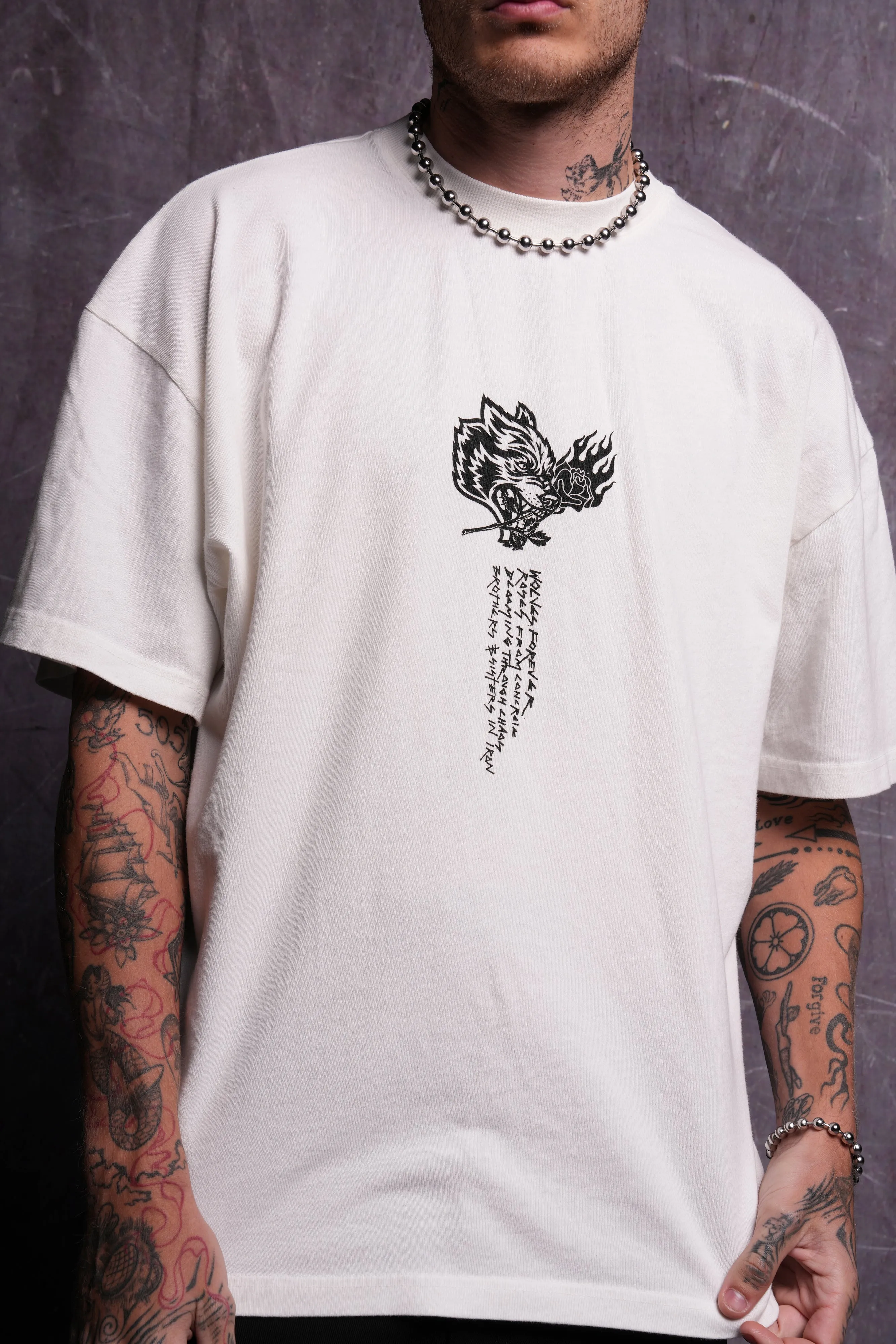 Eternal Fire "Premium" Oversized Tee in Cream
