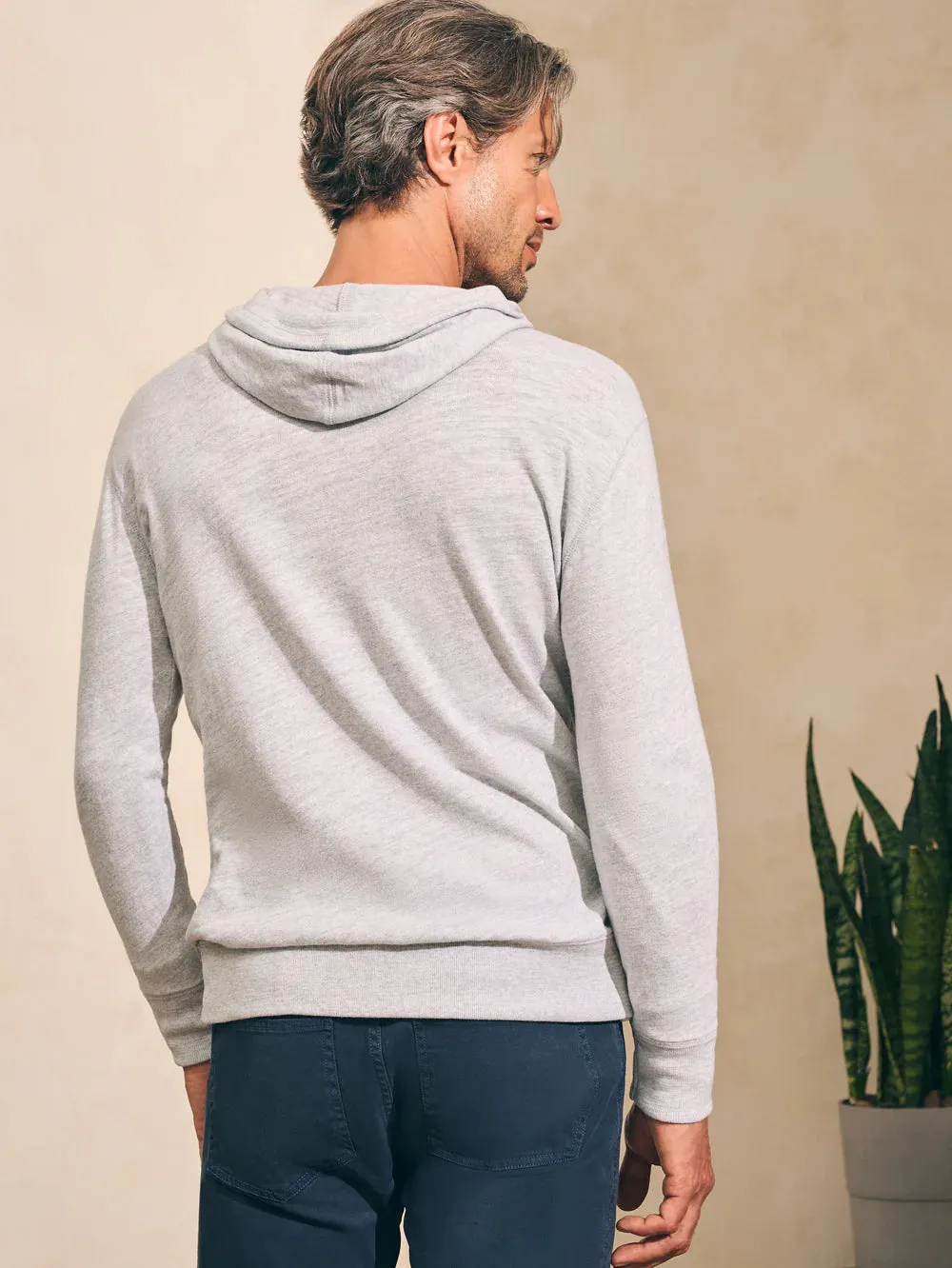 Faherty Slub Hoodie in Light Grey Heather