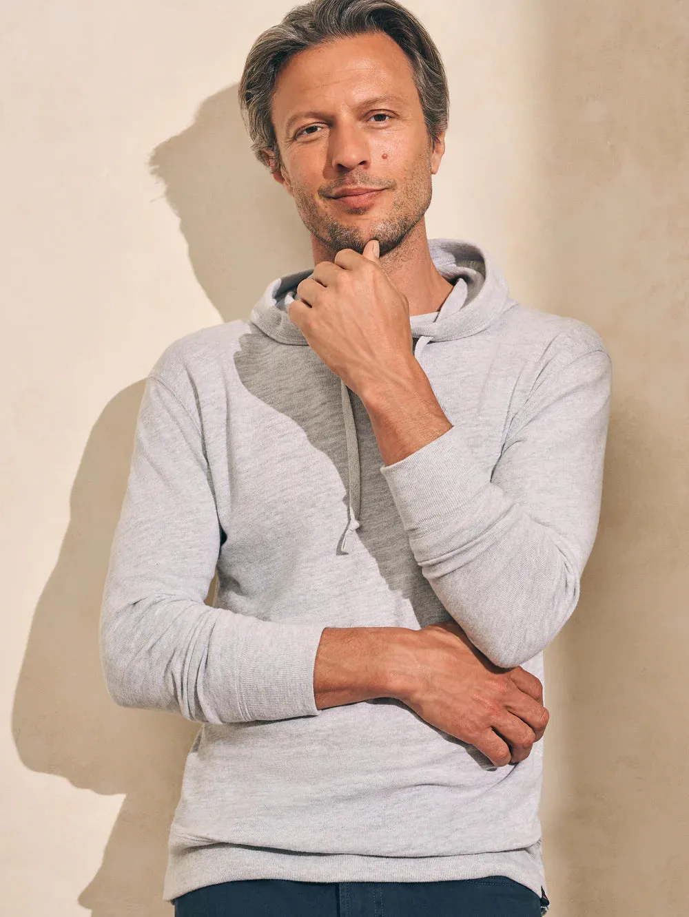 Faherty Slub Hoodie in Light Grey Heather