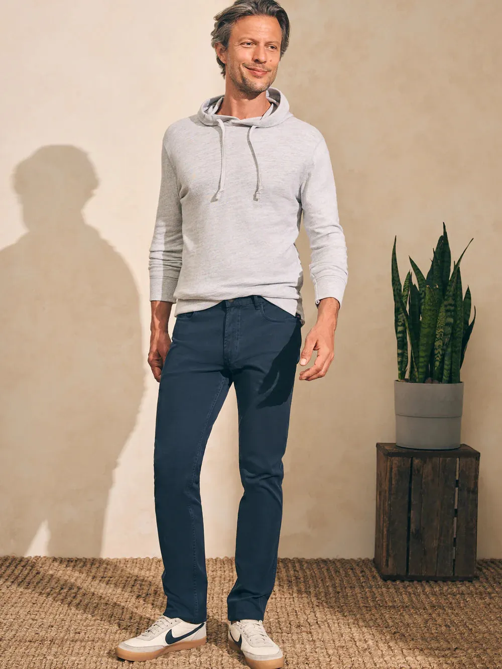 Faherty Slub Hoodie in Light Grey Heather